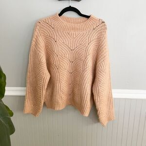 Mango Tan Chunky Knit Sweater Recycled Polyester Size Small